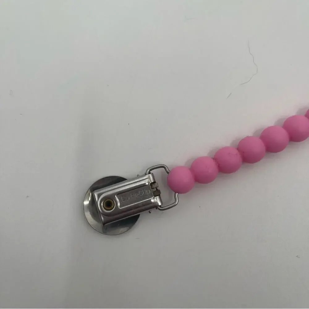 RYAN AND ROSE Pacifier Judy Cutie Clip Pink Silicone Baby Toddler Teether 7”
